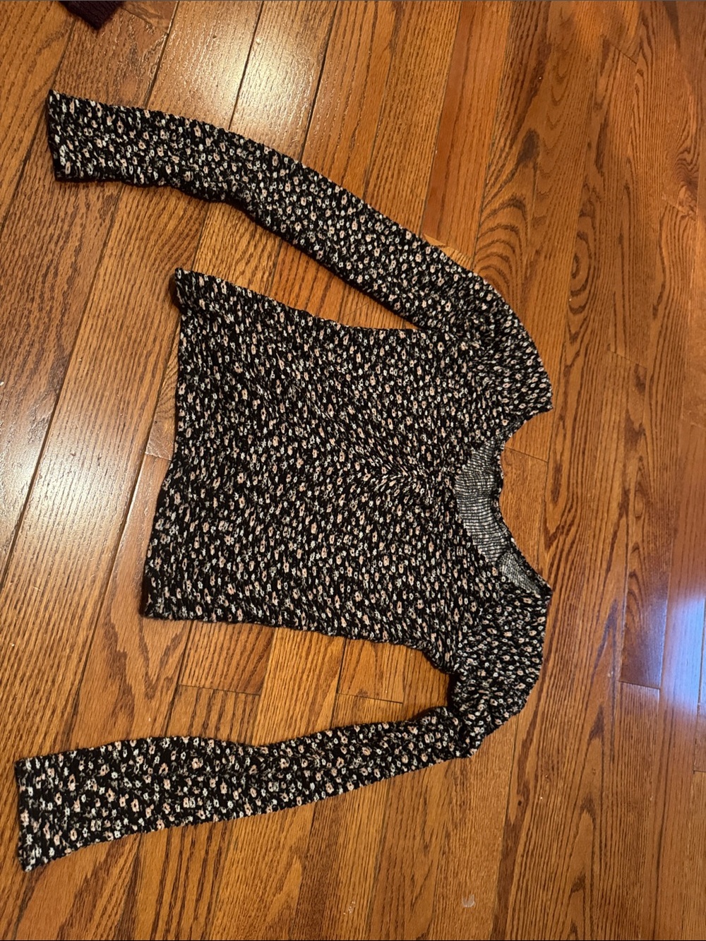 Black Floral Long Sleeve Top